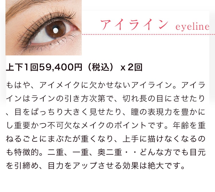 アイライン eyeline 上下1回59,400円（税込）ｘ2回